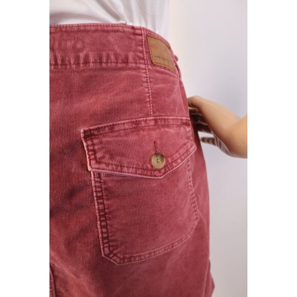 American Eagle Women's Corduroy‎ Skirt Super Stretch Burgundy Size 14 - Picture 4 of 12